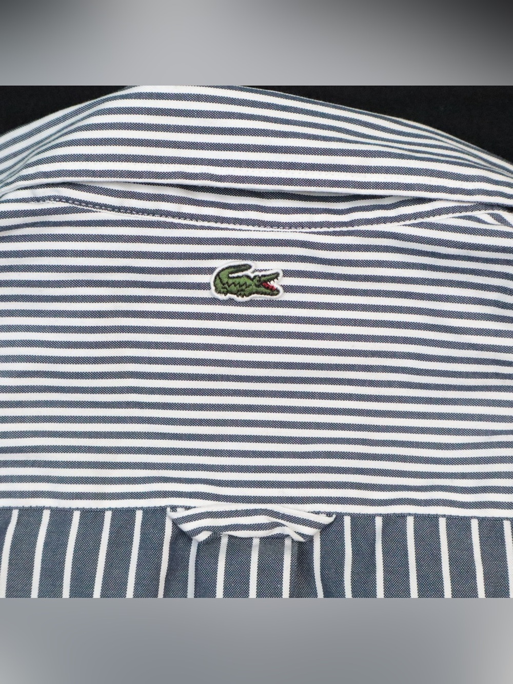 Lacoste Unisex Large Croc Striped Cotton Shirt Casual Long Sleeve Size Medium - Picture 13 of 14